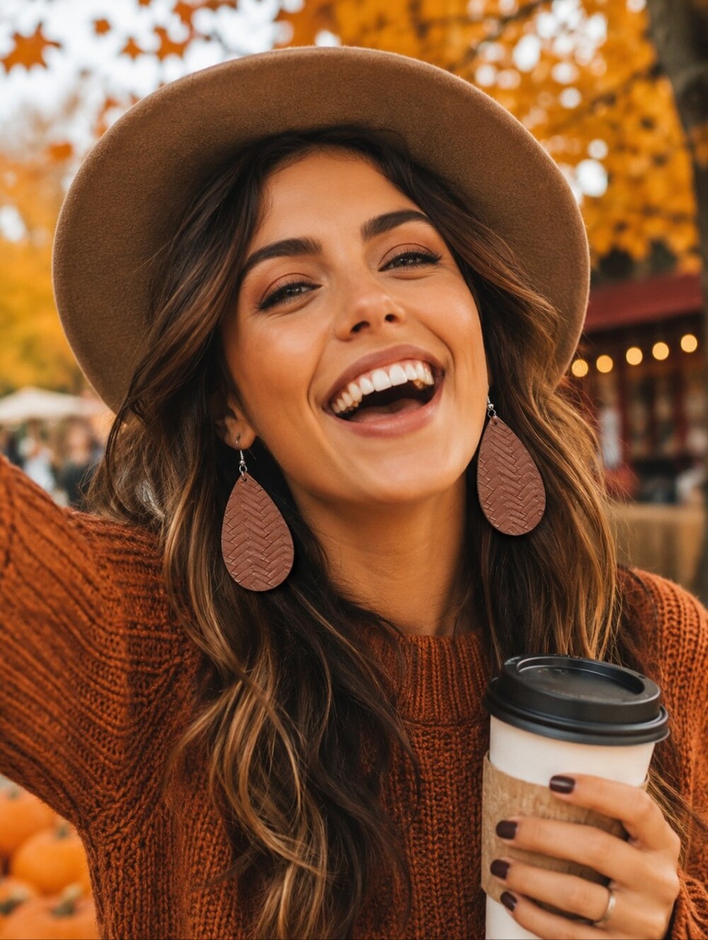 Camel Brown Earrings- Autumn Look W072426-01